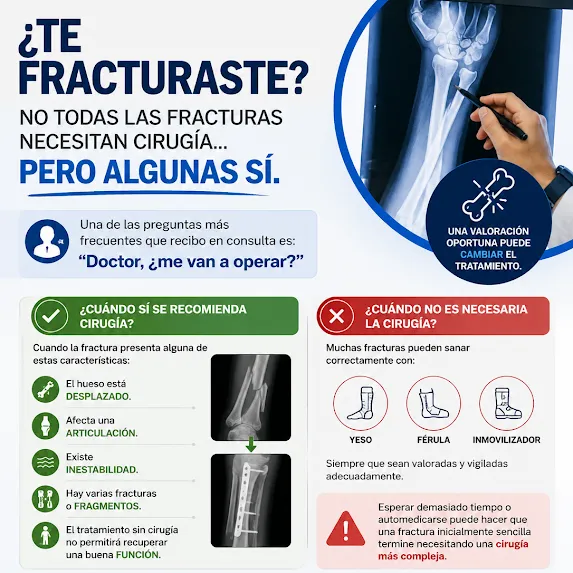 ¿Te fracturaste? No todas las fracturas necesitan cirugía, pero algunas sí